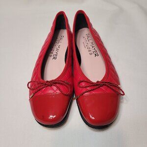 Paul Mayer Attitudes Bravo Ballet Flats Sz 6B Red Quilted Leather Patent Cap